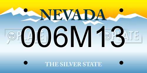 006M13 Nevada License Plate