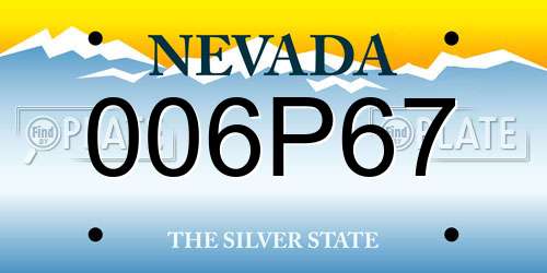 006P67 Nevada License Plate