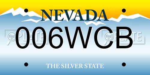 006WCB Nevada License Plate