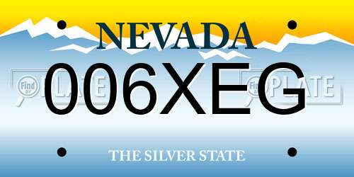 006XEG Nevada License Plate