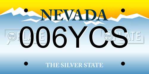 006YCS Nevada License Plate