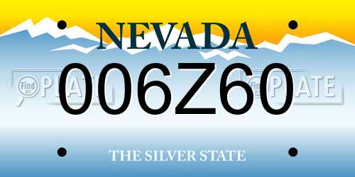 006Z60 Nevada License Plate