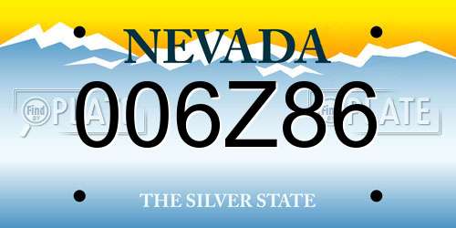 006Z86 Nevada License Plate