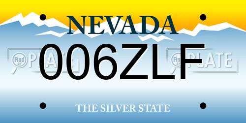 006ZLF Nevada License Plate