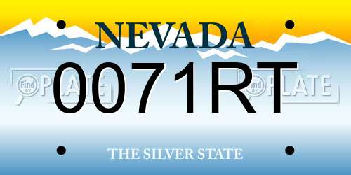 0071RT Nevada License Plate