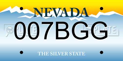 007BGG Nevada License Plate