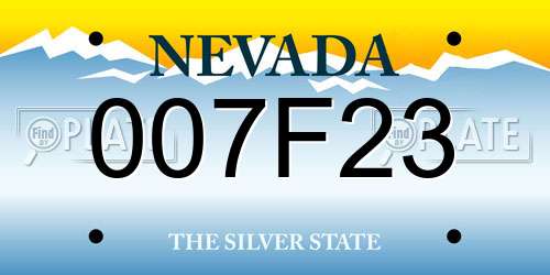 007F23 Nevada License Plate