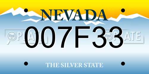 007F33 Nevada License Plate
