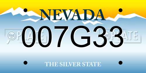 007G33 Nevada License Plate