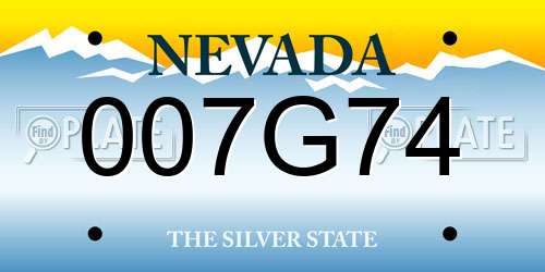 007G74 Nevada License Plate