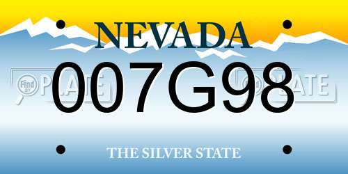 007G98 Nevada License Plate
