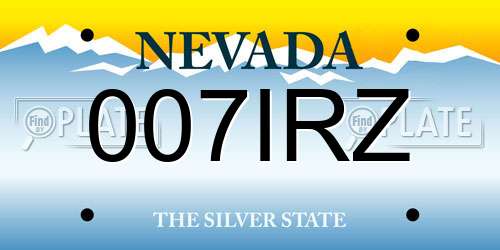 007IRZ Nevada License Plate