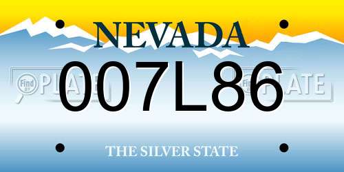 007L86 Nevada License Plate