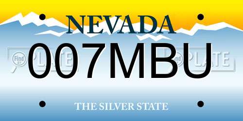 007MBU Nevada License Plate