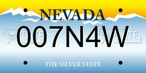 007N4W Nevada License Plate