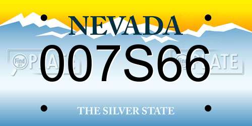 007S66 Nevada License Plate