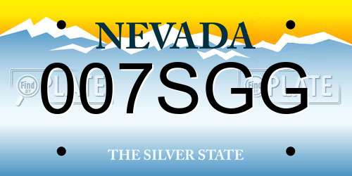 007SGG Nevada License Plate