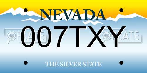 007TXY Nevada License Plate