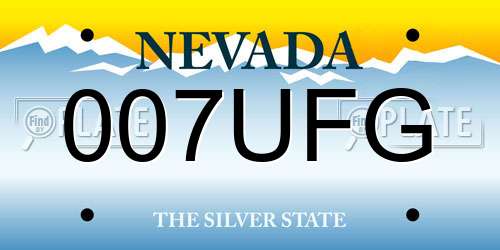 007UFG Nevada License Plate