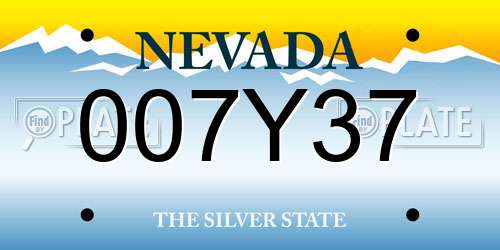 007Y37 Nevada License Plate