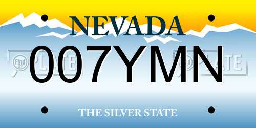 007YMN Nevada License Plate