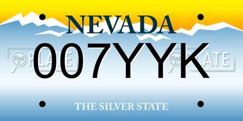 007YYK Nevada License Plate