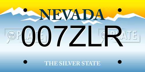 007ZLR Nevada License Plate