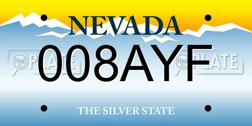 008AYF Nevada License Plate