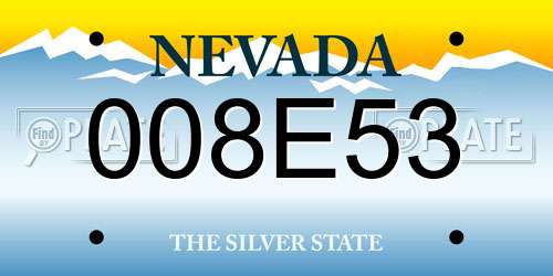 008E53 Nevada License Plate