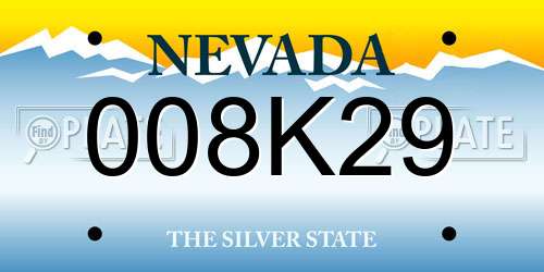 008K29 Nevada License Plate