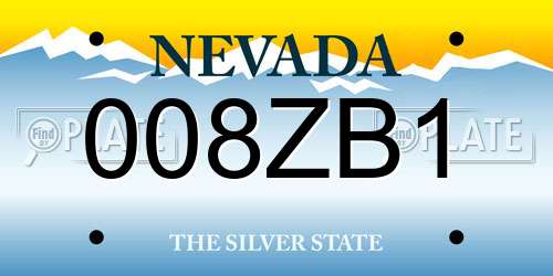 008ZB1 Nevada License Plate