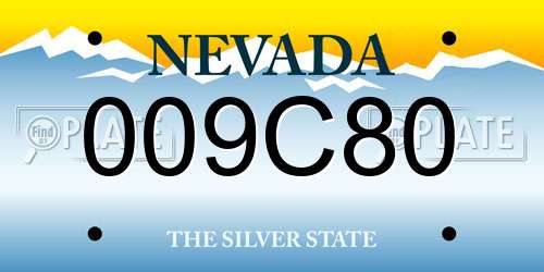 009C80 Nevada License Plate