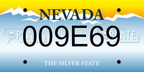 009E69 Nevada License Plate
