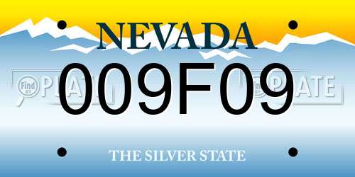 009F09 Nevada License Plate