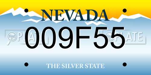 009F55 Nevada License Plate
