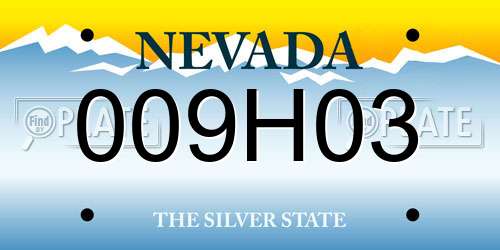 009H03 Nevada License Plate