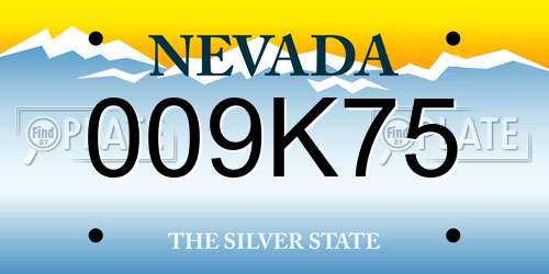 009K75 Nevada License Plate