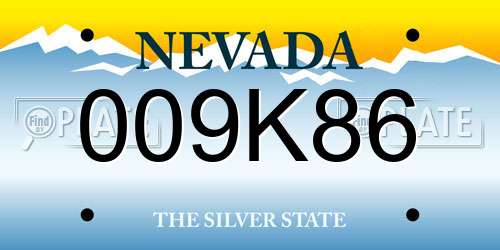 009K86 Nevada License Plate