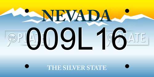 009L16 Nevada License Plate