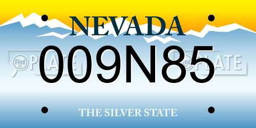 009N85 Nevada License Plate
