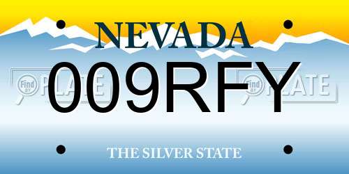 009RFY Nevada License Plate