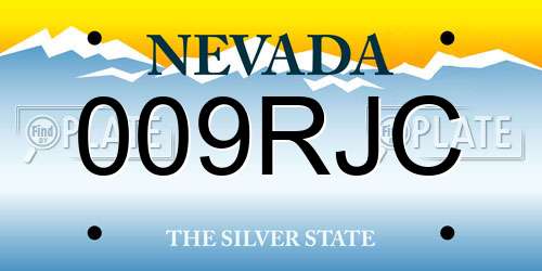 009RJC Nevada License Plate