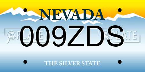 009ZDS Nevada License Plate
