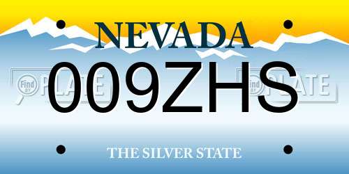 009ZHS Nevada License Plate