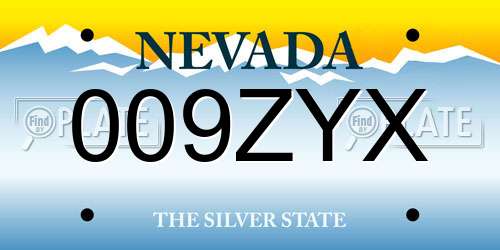 009ZYX Nevada License Plate