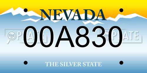 00A830 Nevada License Plate