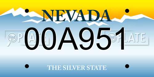 00A951 Nevada License Plate
