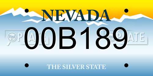 00B189 Nevada License Plate
