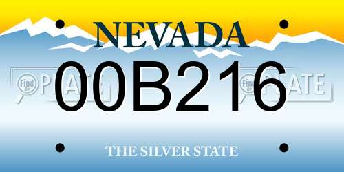 00B216 Nevada License Plate