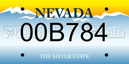 00B784 Nevada License Plate